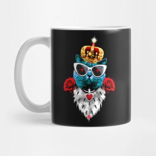 47 Blue Cat King Crown Sunglasses Roses Nerd Mug